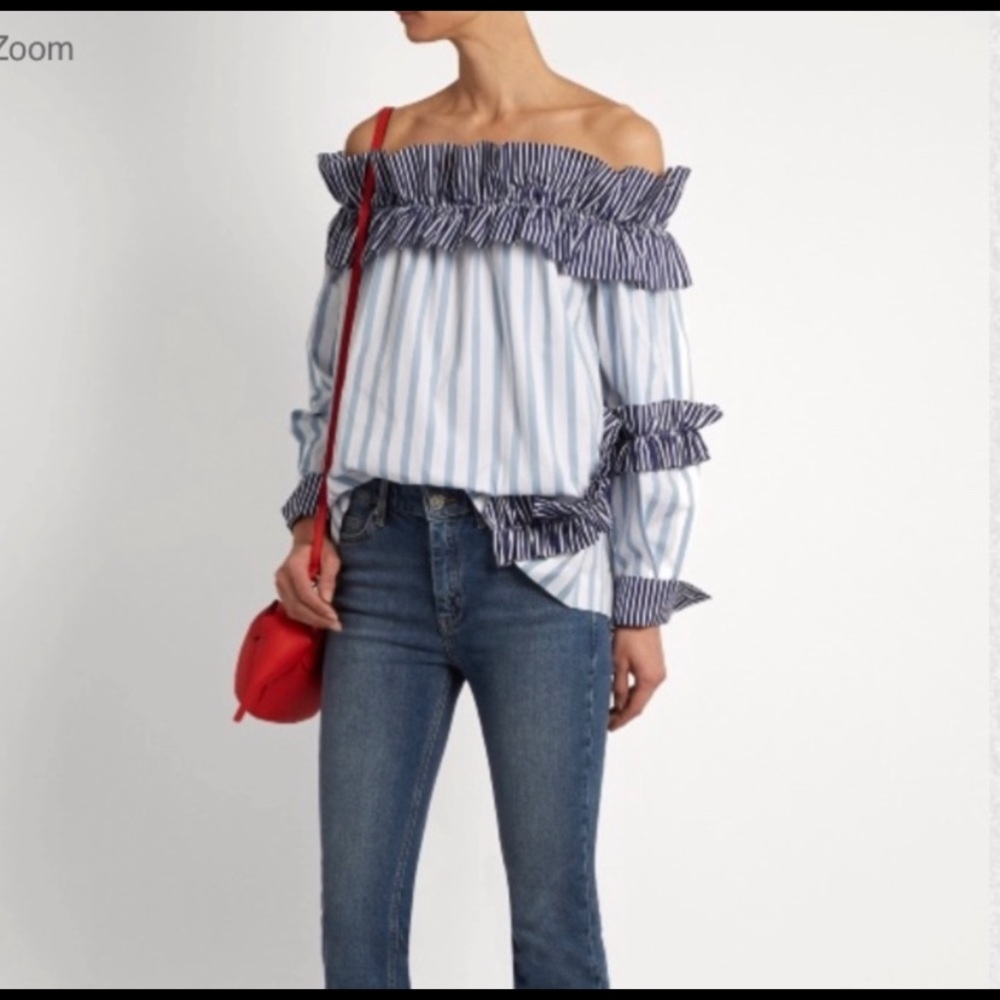 MSGM ruffled off the shoulder top